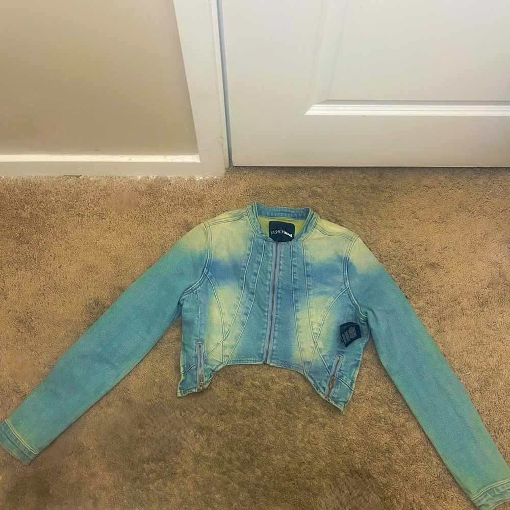 Long sleeves denim 2-tone wash top